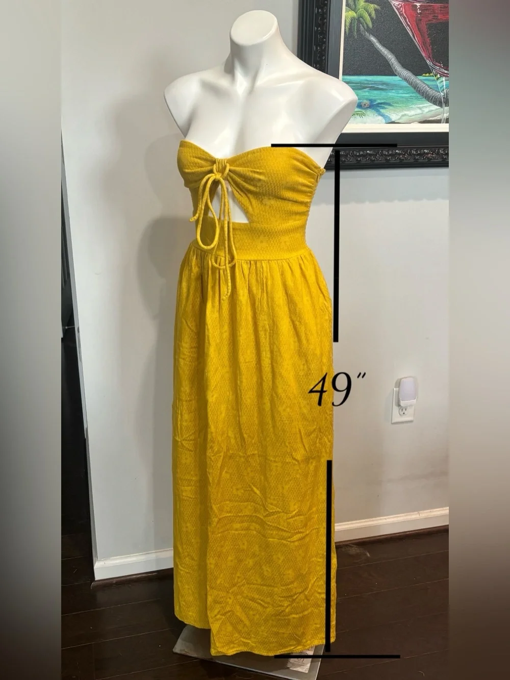 Billabong X The Salty Blonde Yellow Strapless Tie-Front Maxi Dress - Picture 2 of 10
